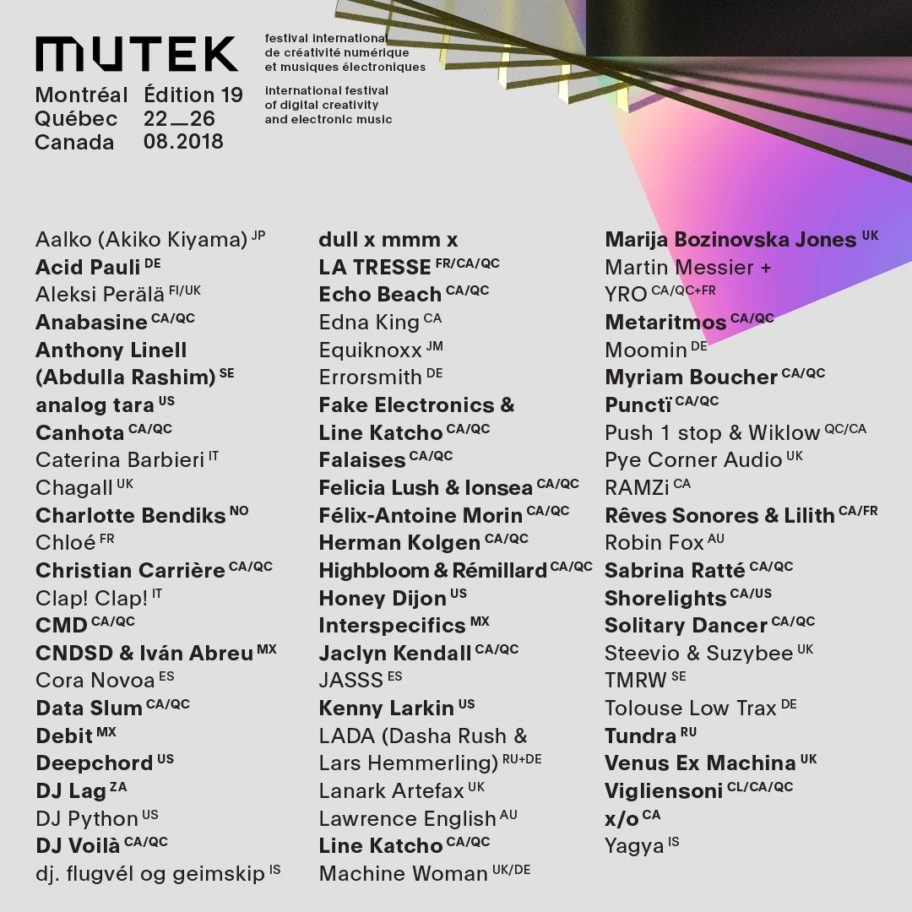 MUTEK Montréal completes lineup with Honey Dijon and Kenny Larkin